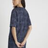 Navy Premium Crinkle Effect Boxy T-shirt