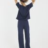 Navy Premium High Waisted Wide Leg Joggers