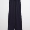 Navy Premium High Waisted Wide Leg Joggers