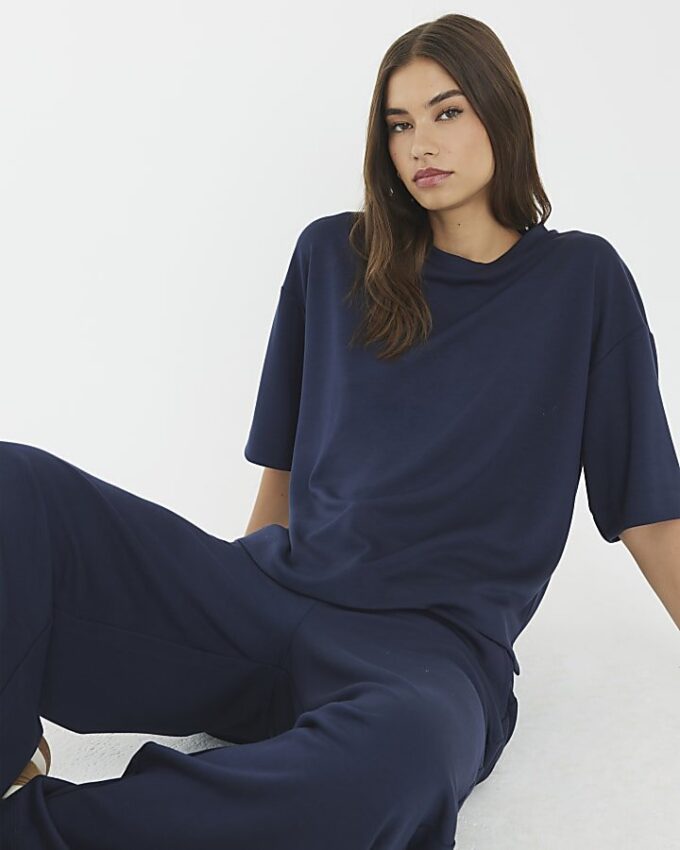 Navy Premium Short Sleeve Boxy T-shirt
