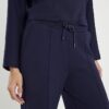 Navy Premium Wide Leg Pintuck Joggers