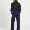 Navy Premium Wide Leg Pintuck Joggers