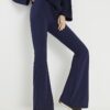 Navy Pull On Flared Trousers