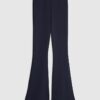 Navy Pull On Flared Trousers