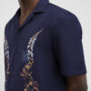 Navy Regular Fit Floral Embroidered Shirt