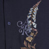 Navy Regular Fit Floral Embroidered Shirt