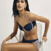 Navy Rope Trim Bikini Top