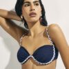 Navy Rope Trim Bikini Top