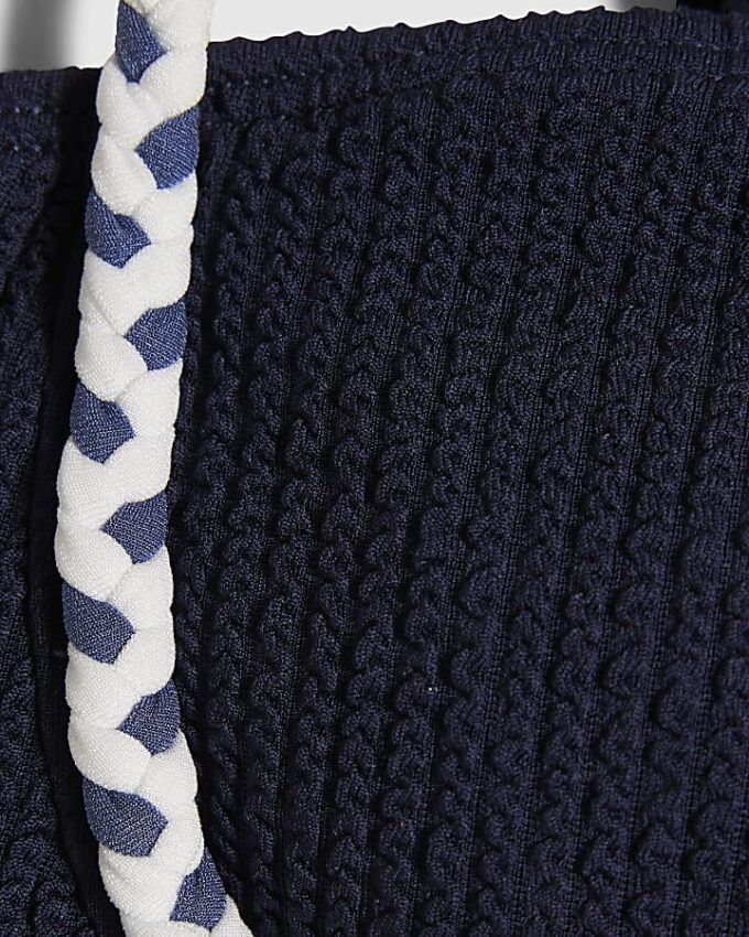 Navy Rope Trim Bikini Top