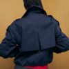 Navy Short Bubble Hem Trench Jacket