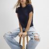 Navy Short Sleeve Twist Front T-Shirt