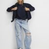 Navy Short Sleeve Twist Front T-Shirt