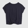 Navy Short Sleeve Twist Front T-Shirt