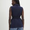 Navy Sleeveless Belted Utility Waistcoat
