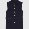 Navy Sleeveless Belted Utility Waistcoat