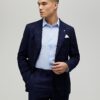 Navy Slim Fit Check Suit Jacket
