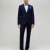 Navy Slim Fit Check Suit Jacket