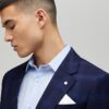 Navy Slim Fit Check Suit Jacket