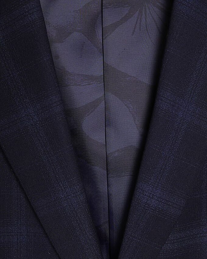 Navy Slim Fit Check Suit Jacket