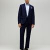 Navy Slim Fit Check Suit Trousers