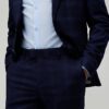 Navy Slim Fit Check Suit Trousers