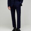 Navy Slim Fit Check Suit Trousers