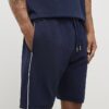 Navy Slim Fit Textured Tipped Shorts