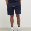 Navy Slim Fit Textured Tipped Shorts