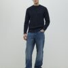 Navy Slim Fit Waffle Knit Jumper