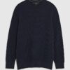 Navy Slim Fit Waffle Knit Jumper