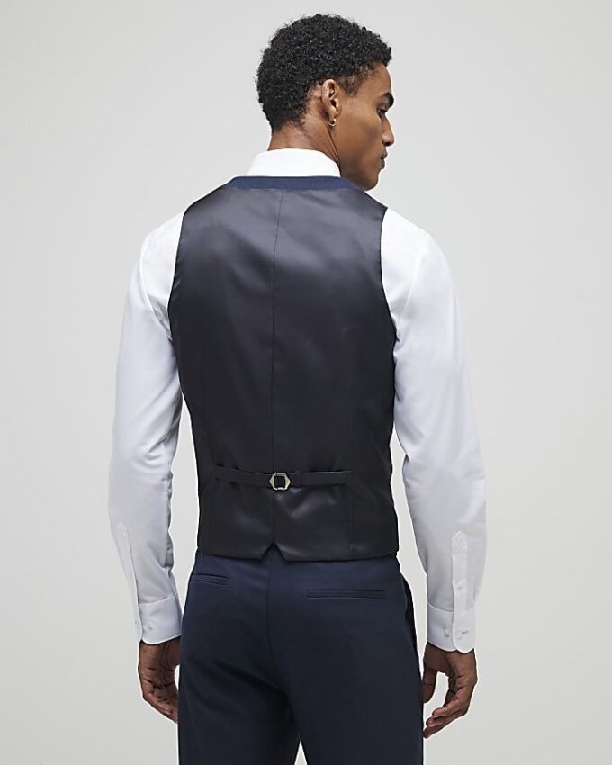 Navy slim fit waistcoat