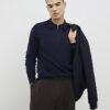 Navy Slim Fit Zip Polo Shirt