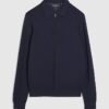 Navy Slim Fit Zip Polo Shirt