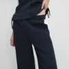 Navy Stitch Detail Trousers