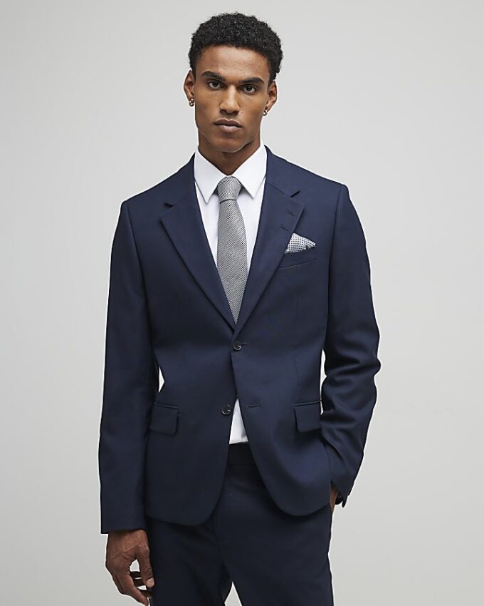 Navy Stretch Slim Fit Suit Jacket