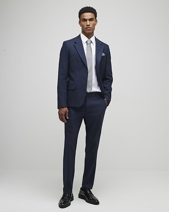 Navy Stretch Slim Fit Suit Jacket