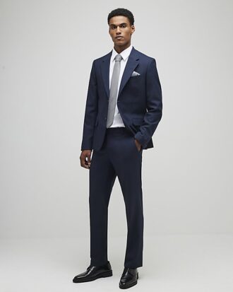 Navy Stretch Slim Fit Suit Trousers