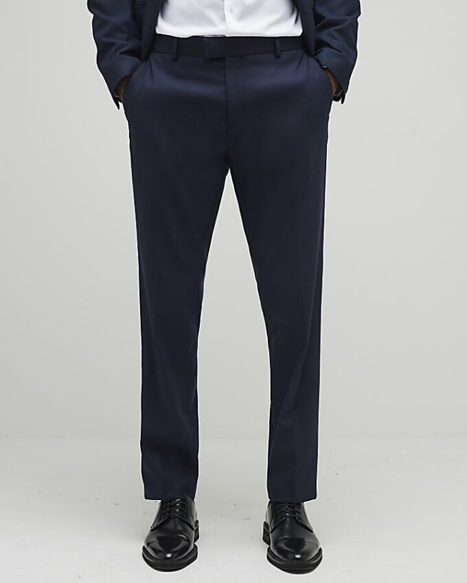 Navy Stretch Slim Fit Suit Trousers
