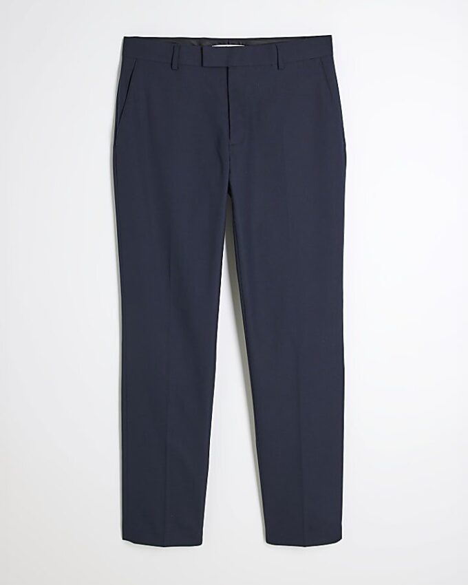 Navy Stretch Slim Fit Suit Trousers