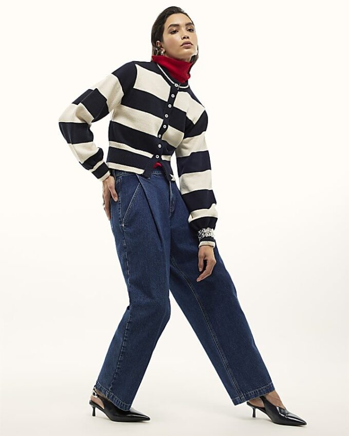 Navy Striped Cardigan
