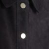 Navy Suede Belted Midi Shirt Dress