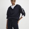 Navy Tipped Hooded Jumper