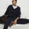 Navy Tipped Hooded Jumper