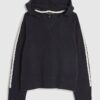 Navy Tipped Hooded Jumper