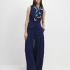 Navy Wide Leg Trousers