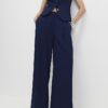 Navy Wide Leg Trousers