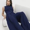 Navy Wide Leg Trousers