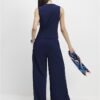 Navy Wide Leg Trousers