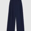 Navy Wide Leg Trousers
