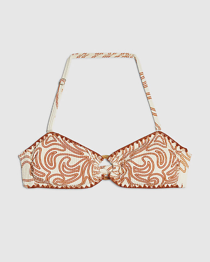 Orange Cornelli Print Bandeau Bikini Top Orange Cornelli Print Bandeau Bikini Top